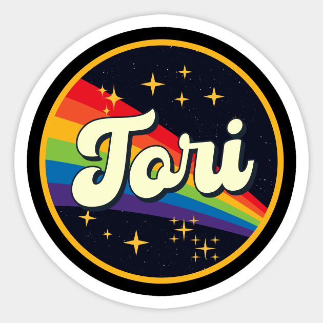 Tori // Rainbow In Space Vintage Style Sticker by LMW Art